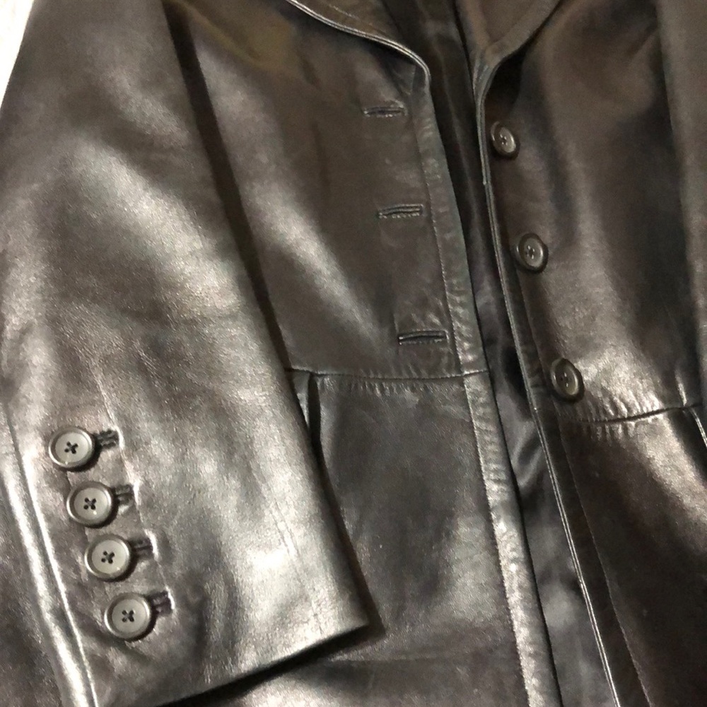 EUC women’s banana republic black leather jacket - Picture 3 of 6
